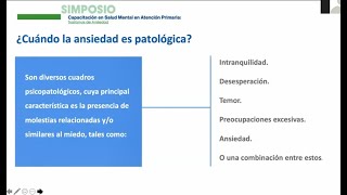 Simposio de Capacitación en Salud Mental en Atención Primaria Trastornos de ansiedad [upl. by Castra]