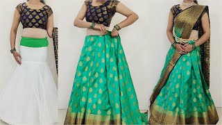 How to drape your silk saree in perfect lehenga style step by step for weddings  saree draping [upl. by Chick826]