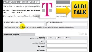 ☎️ Rufnummermitnahme Aldi Talk  Telekom TMobile Formular Anmeldung [upl. by Aical]