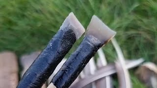 Two feathers fletched arrows with chisel arrowheads [upl. by Anibur588]