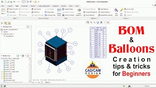 BOM amp BALLOON CREATION IN CREO  DRAWING FORMAT  LIST OF PARTS [upl. by Liba]