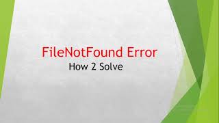 How to solve File Not Found Error FileNotFoundError How To solve Errno 2 No such file or directory [upl. by Mchale689]