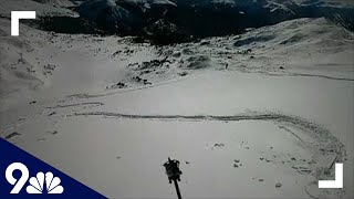 RAW Colorado snowboarder triggers avalanche [upl. by Barabbas]