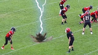 FOOTBALL FIELD STRUCK BY LIGHTNING DURING GAME [upl. by Nolubez674]