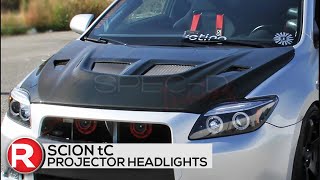 Scion tC Projector Headlights 0510 SpecD Dual Halo Lights  DIY Install How To  Read Reviews [upl. by Atinna710]