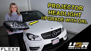 New Xenon Style Projector headlight upgrade on 2012 Mercedes CClass W204 [upl. by Mahgirb]