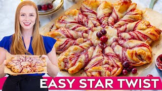 EASY 3Ingredient Christmas Star Twist Pastry Recipe [upl. by Maxama45]