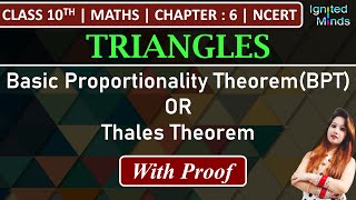 Class 10th Maths  Basic Proportionality TheoremThales Theorem Concept and Proof  Triangles [upl. by Lohcin]