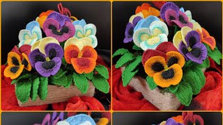 How to crochet Pansies  ep2Cum crosetam Panselute  ep2 [upl. by Thomas739]