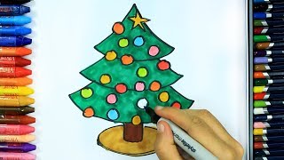 Wie zeichnet man Weihnachtsbaum 🎄  Ausmalen Kinder HD  Malen für Kinder  Zeichnen und Färben [upl. by Einniw]