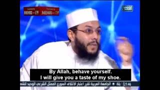 Salafi muslim and Secular Intellectuals Exchange Insults and Nearly Come to Blows on Egyptian TV [upl. by Eeldarb]