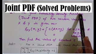 Joint Probability Density Function Joint PDF Problems on Joint PDF Joint Probability Distribution [upl. by Udall]