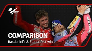 Enea Bastianini and Casey Stoners maiden MotoGP™ wins  Comparison  2022 QatarGP [upl. by Townshend]