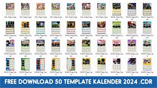 50 TEMPLATE KALENDER 2024 KARAKTER KARTUN SIAP EDIT  FREE DOWNLOAD CDR [upl. by Ydnerb168]