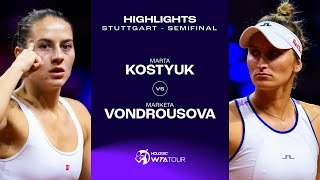 Marta Kostyuk vs Marketa Vondrousova  2024 Stuttgart Semifinal  WTA Match Highlights [upl. by Ammann]