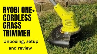 Ryobi One cordless grass trimmer  unboxing assembly and review [upl. by Hakvir]