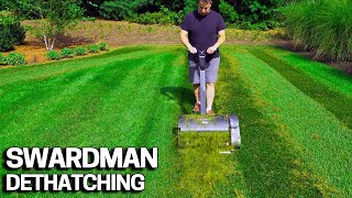 Swardman Electra Lawn Dethatching amp How to Swap Implements on this Reel Mower [upl. by Field]