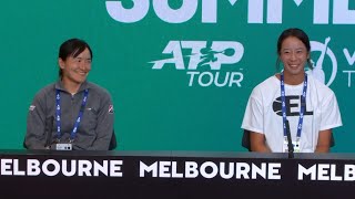 Shuko Aoyama amp Ena Shibahara press conference  Melbourne Summer Series 2021 [upl. by Corbett101]