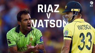 Wahab Riazs fiery spell against Shane Watson  CWC 2015 [upl. by Hubsher616]