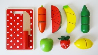 Wooden toy velcro cutting fruit cooking playset [upl. by Aicercul994]