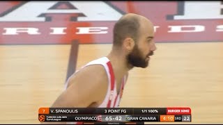 Vassilis Spanoulis highlights OlympiacosGran Canaria 9877 [upl. by Aerdnaek851]