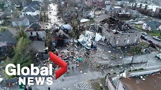 Nashville tornado Drone footage shows incredible path of destruction and damage [upl. by Ferneau]