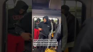 NYC MARATHON TRAFFICFORCES DETROIT PISTONS TO RIDE SUBWAY TO GAME [upl. by Jarek]