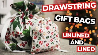 Easy Drawstring Bag Sewing Tutorial  Drawstring Gift Bag Lined or Unlined  Sew a Gift Bag [upl. by Xonel216]