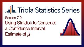 Statdisk Section 72 Using Statdisk to Construct a Conf Interval of Population Mean [upl. by Paulita208]