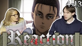 SHOWING MY MOM ATTACK ON TITAN  4x13  REACTION [upl. by Irrot]