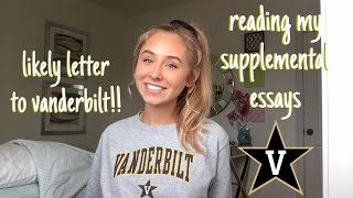 Reading The Essays That Got Me Accepted To Vanderbilt  a Likely Letter  Tips for Supplementals [upl. by Tavy]