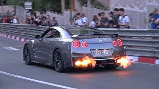 BEST OF NISSAN GTR R35 in MONACO 🔥 Accelerations amp Flames [upl. by Nyrraf]