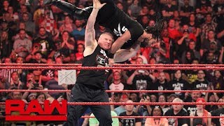 Brock Lesnar hits Seth Rollins with six F5s Raw Jan 28 2019 [upl. by Naryt]