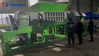 Tire Shredder Machine  Double Shaft Shredder Working [upl. by Hesler149]