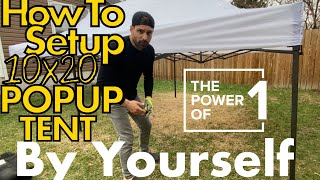 Pop up Tent  How To Setup 10x20  By Yourself  EASY [upl. by Ayerhs]