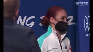 Alexandra Trusova starts crying after not winning gold medal at the 2022 Olympics in Beijing [upl. by Surtemed]