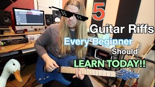 5 Easy Guitar Riffs Every Beginner Should Learn TODAY  WIth Tabs [upl. by Holna]