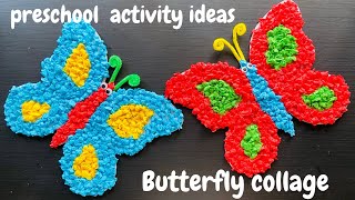 Butterfly Collage  Paper Collage Activities  Paper Crumpling and pasting activity [upl. by Adieno193]