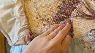 Cross stitch how to begin and end threads from the front with and without loop start [upl. by Zola862]