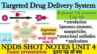 NDDS 4th unit  Targeted drug delivery  short notes for exam TDDS important questions [upl. by Yenttirb]