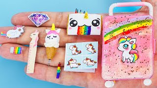 30 DIY BARBIE HACKS  MINIATURE ITEMS for Back To Schools Unicorn [upl. by Sucul]