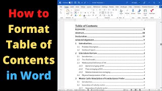 Format Table of Contents in Word  Change FontStyle of Ms Words Table of Contents 2022 [upl. by Zzahc982]