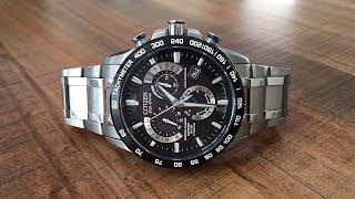 Citizen EcoDrive Atomic Time Perpetual Calendar Chronograph Review AT401050E  Perth WAtch 13 [upl. by Cline699]