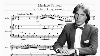 Mariage DAmour Wedding Of Love  Richard Clayderman Violin Piano  sheet tutorial Score [upl. by Oirretno]