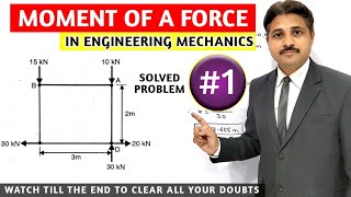 MOMENT OF A FORCE ABOUT A POINT IN ENGINEERING MECHANICS SOLVED PROBLEM 1 [upl. by Digdirb887]