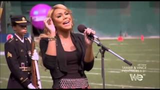 Tamar Braxton sings The National Anthem [upl. by Ahsinehs]