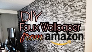 DIY PEEL and STICK  Renter Friendly Faux Brick Wallpaper [upl. by Eri]