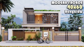 40X60 Feet  2400 sqft Beautiful House Design with Ultra Modern Facade Design  ID121 [upl. by Netsrejk]