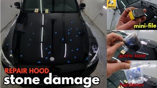 How to Repair Stone Chips a yours CAR HOOD Touch UP [upl. by Ocir]