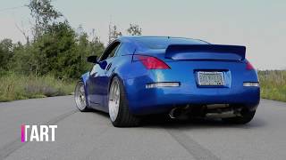 350z HKS Exhaust StartUp Revs Acceleration Crazy Launch Downshifts [upl. by Ahsikyt810]